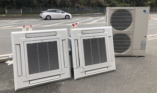 ☆中古品 MITSUBISHI 三菱電機 エアコン 天カセ ツイン 10馬力 2020年 PL-ERR140（内機）ｘ2 PUZ-ERP280KA13（外機）☆