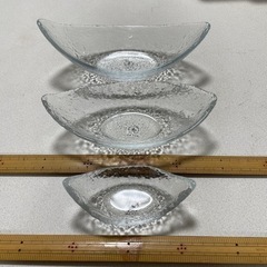新品ガラス皿大中小3枚セット北一硝子製