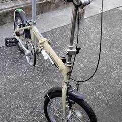 【ネット決済】折りたたみ自転車◎クリーム色！輪行用の袋付き