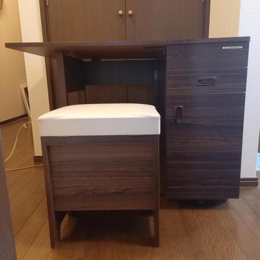 【510さま専用】ジャノメ　折りたたみ式ミシン収納テーブル ミシン台 椅子 蛇の目ミシン製 510さま専用】ジャノメ 折りたたみ式