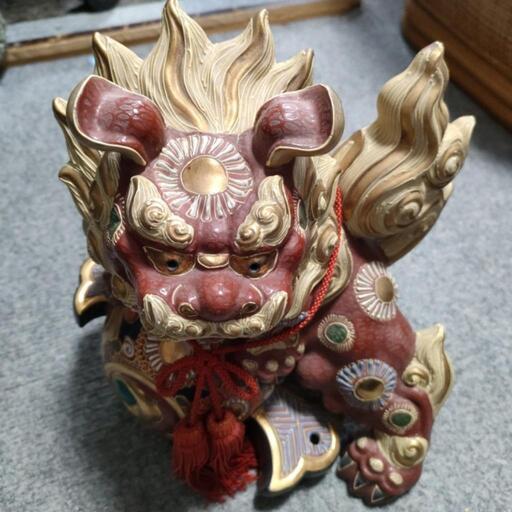 魔除け唐獅子 本九谷焼き置物