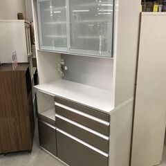 松田家具 システムキッチンボード ホワイト/シルバー 幅118×...
