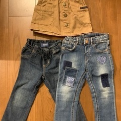 【3点セット】女の子ジーンズ&スカート90-95cm
