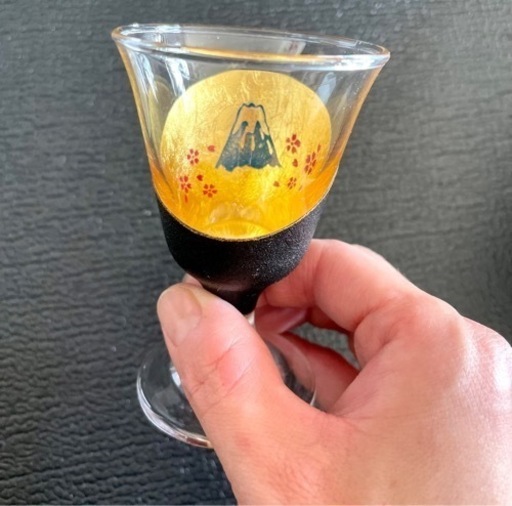 定価6600円　鳥羽漆芸　うるしのGLASS  金粉　酒盃　グラス　富士山