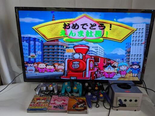 ゲームキューブ 任天堂 ソフト付 マリオテニス　メイドインワリオ　桃太郎電鉄12 　コントローラー4個　本体　ゲーム　お正月