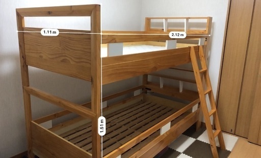 上下棚付木製2段ベッド　ベトナム製