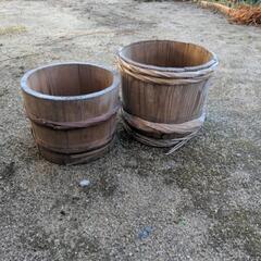 【取引中】レトロ　木桶　木樽　鉢カバー