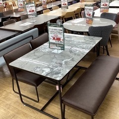 KL-105【新入荷　アウトレット】アース　セラミック天板　ベンチダイニング4点セット　ブラウン