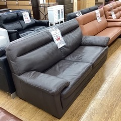 KL-106【新入荷 リサイクル品】総本革 ワイド3シーターソファ ブラウン