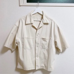 GU デニムシェフシャツ(5分袖)(セットアップ可能)