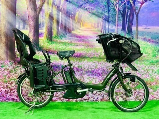 ❹4615子供乗せ電動自転車ブリヂストン3人乗り新品20インチ良好バッテリー