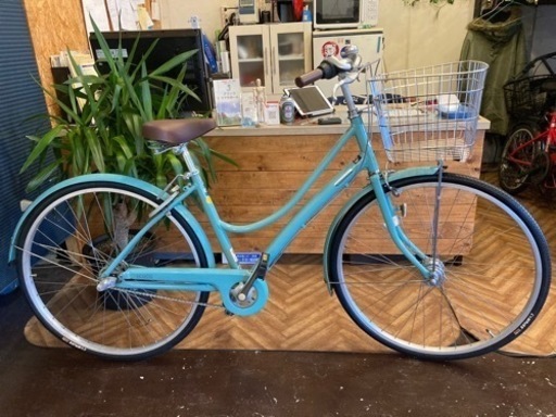 【前後タイヤ・チューブ新品！ブリヂストン！】LEDオートライト　内装3段　27インチ自転車　エメラルドグリーン 前後タイヤ・チューブ新品！ブリヂストン！】LEDオートライト 内装3段