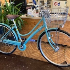 タイヤ・チューブ新品！】LEDオートライト 26インチ自転車 エメラルド