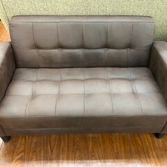 未使用品 大川家具 2Pソファ ブラウン ファブリック 茶色 布製 レザー 