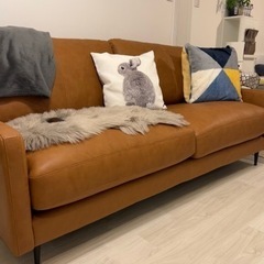 (直接お渡し)ニトリの本革3人掛けソファ　