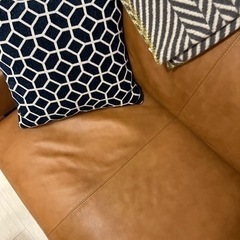 (直接お渡し)ニトリの本革3人掛けソファ　