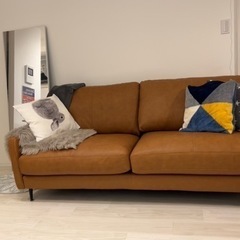 (直接お渡し)ニトリの本革3人掛けソファ　