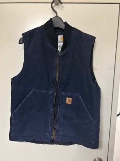 90s ■ カーハート 中綿 ダック ベスト メンズ M / 古着 90年代 オールド CARHARTT キルティング 中綿ベスト ワークベスト 重ね着 紺 無地