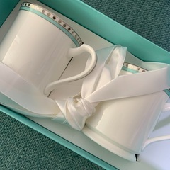 【新品未使用】ティファニー　プラチナブルーバンドマグカップ