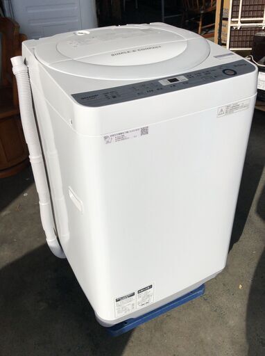 SHARP 全自動洗濯機 ES-GE6B-W 6.0㎏ 2018年製 J12056
