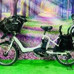 ❹ 4627子供乗せ電動自転車ヤマハ3人乗り新品20インチ良好バ...