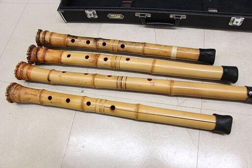 尺八 ジャンク 4本 ケース付き (E1393wY)