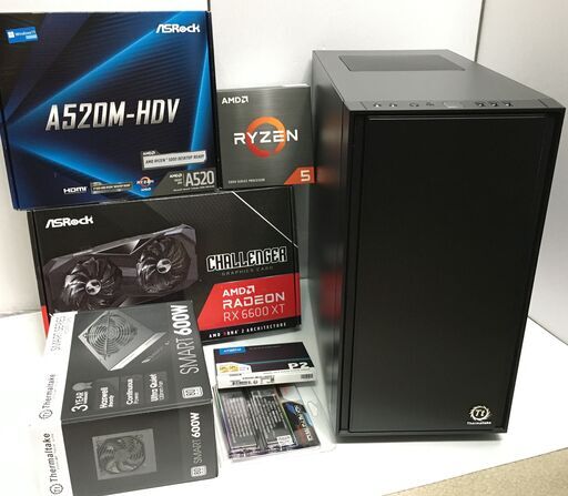 新品ケース/ゲーミングPC/Ryzen5 3600/Radeon 6600XT-