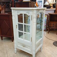 フレンチアンティーク LED照明付き キュリオケース ロココ ガラス