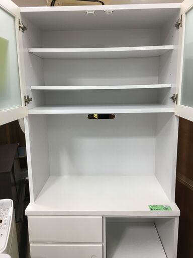 キッチンボード 食器棚 キッチン収納 おしゃれ デザイン家具 幅(W)80cm ホワイト 白 クリーニング済 堺市 石津【ジャングルジャングルサカイ石津店】