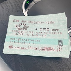 12月31日限定　東京品川ー名古屋　新幹線自由席