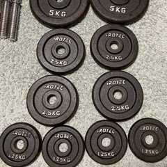 インクラインベンチ、30kgダンベル×2、EZバー