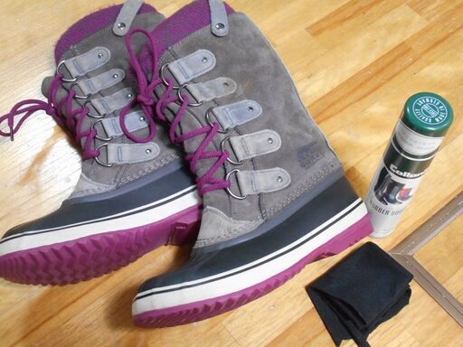 SOREL ロングスノーブーツ レディース NL2084-051 ニット仕様 25.5cm ソール減り少 手入れ済み JOAN OF ARCTIC ソレル USED
