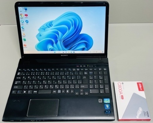 【受け渡し先決定済み】② 配送可！　年賀状　MicrosoftOffice、新品SSD、Windows11、　SONY製ノートパソコンVAIO　ブルーレイ、Word、Excel、カメラ、Bluetooth、ACアダプター付属、ソニー、バイオ、Blu-ray