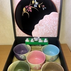 【購入者決定済】オシャレ　茶碗　お盆　箸置き　セット　彩蘭花　盆...