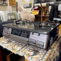 【超美品‼️】パロマ 2020年製 LP(プロパン)ガス用 ガステーブル 左強火/水無し片面焼きグリル チャコールブラウン♪