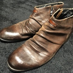 本革ブーツ　革靴　ブラウン　サイドジップ　25.5cm
