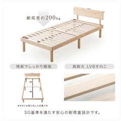 シングルベッド（木製）と、コイルマットレス