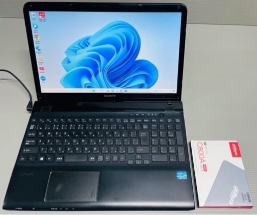 【受け渡し先決定済み】配送可！　年賀状　新品SSD、Windows11搭載　SONY製ノートパソコンVAIO　ブルーレイ、カメラ、Bluetooth、ACアダプター付属、Blu-ray、バイオ、ソニー