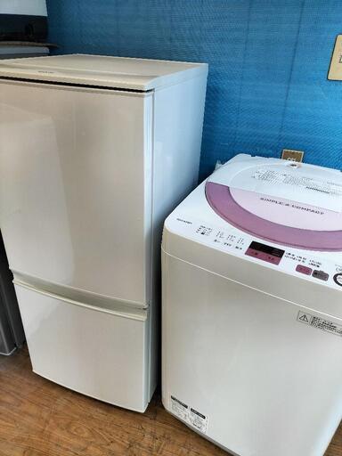 新生活家電お買い得セットNo㉛ シャープ SJ-D14B-W 2ドア冷凍冷蔵庫137L 2016年製・シャープ ES-GE6A-P 全自動洗濯機 6.0Kg 2016年製　２点セット！！