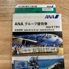 ANA株主優待番号優待券2023年11月まで