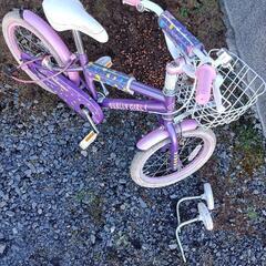 子供自転車 16インチ 補助輪付 女の子+ジュニアシート