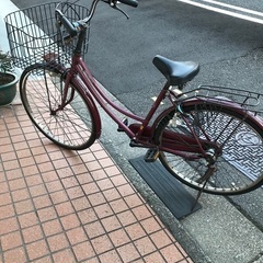 ママチャリ(自転車)ワインレッド色