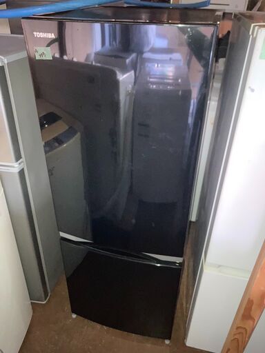 ☆中古￥15,800！【会員価格￥13,800】TOSHIBA　153㍑2ドア冷蔵庫　家電　2018年製　GR-M15BS(K)型　幅48cmｘ奥行58cmｘ高さ127cm　【BL201】