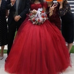 ドレス 結婚式 二次会 赤 パーティードレス