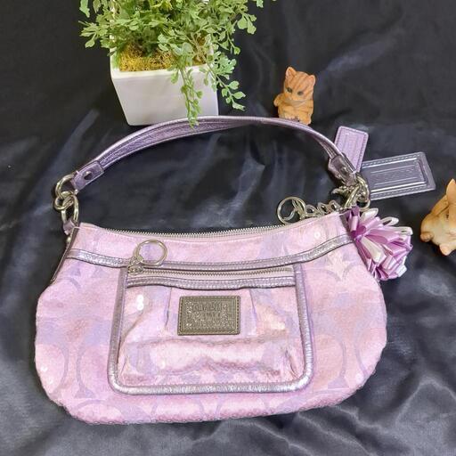 COACH ハンドバッグ　ピンク　キラキラ系
