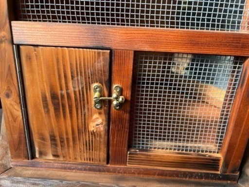 室内用鳥小屋 チーク塗装プラスバーナー焼き目