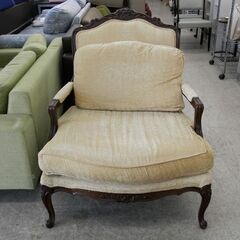 Drexel Heritage 一人掛けチェア 布 黄色ベージュ/ブラウン ドレクセルヘリテイジ USA クラシックスタイル シングル 札幌市西区