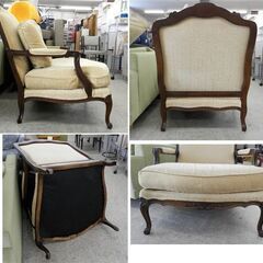 Drexel Heritage 一人掛けチェア 布 黄色ベージュ/ブラウン ドレクセルヘリテイジ USA クラシックスタイル シングル 札幌市西区