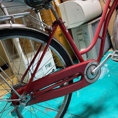 自転車　赤　ママチャリ