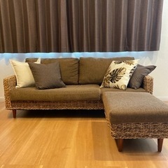 アバカ素材 コーナーカウチソファテーブルセット Parama